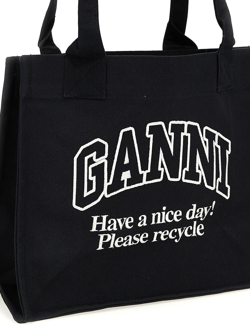 Ganni Bicolor Recycled Cotton Tote Bag