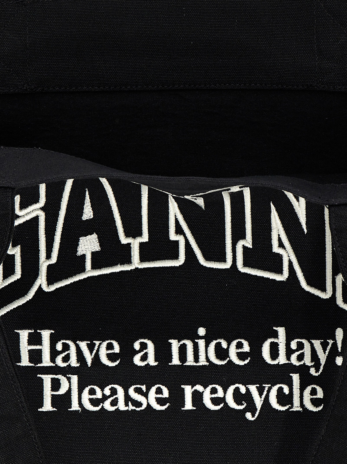Ganni Bicolor Recycled Cotton Tote Bag - Sustainable Style