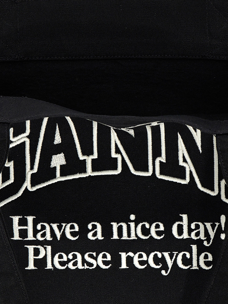 Ganni Bicolor Recycled Cotton Tote Bag