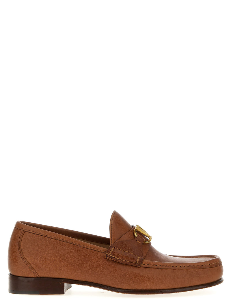 Valentino Garavani Brown Leather Slip-On Loafers for Men