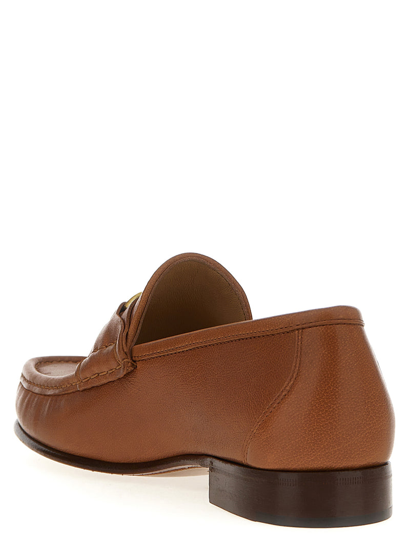 Valentino Garavani Brown Leather Slip-On Loafers for Men