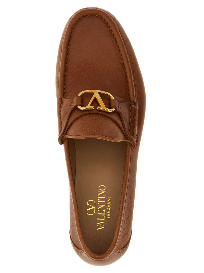 Valentino Garavani Brown Leather Slip-On Loafers for Men