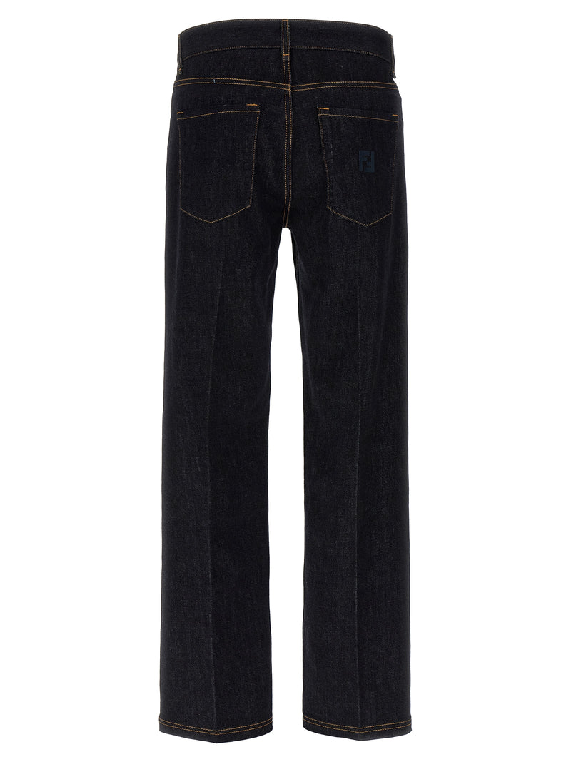Fendi Blue Cotton Straight-Leg Jeans