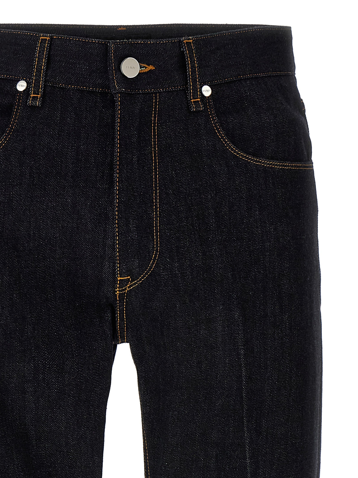 Fendi Blue Cotton Straight-Leg Jeans