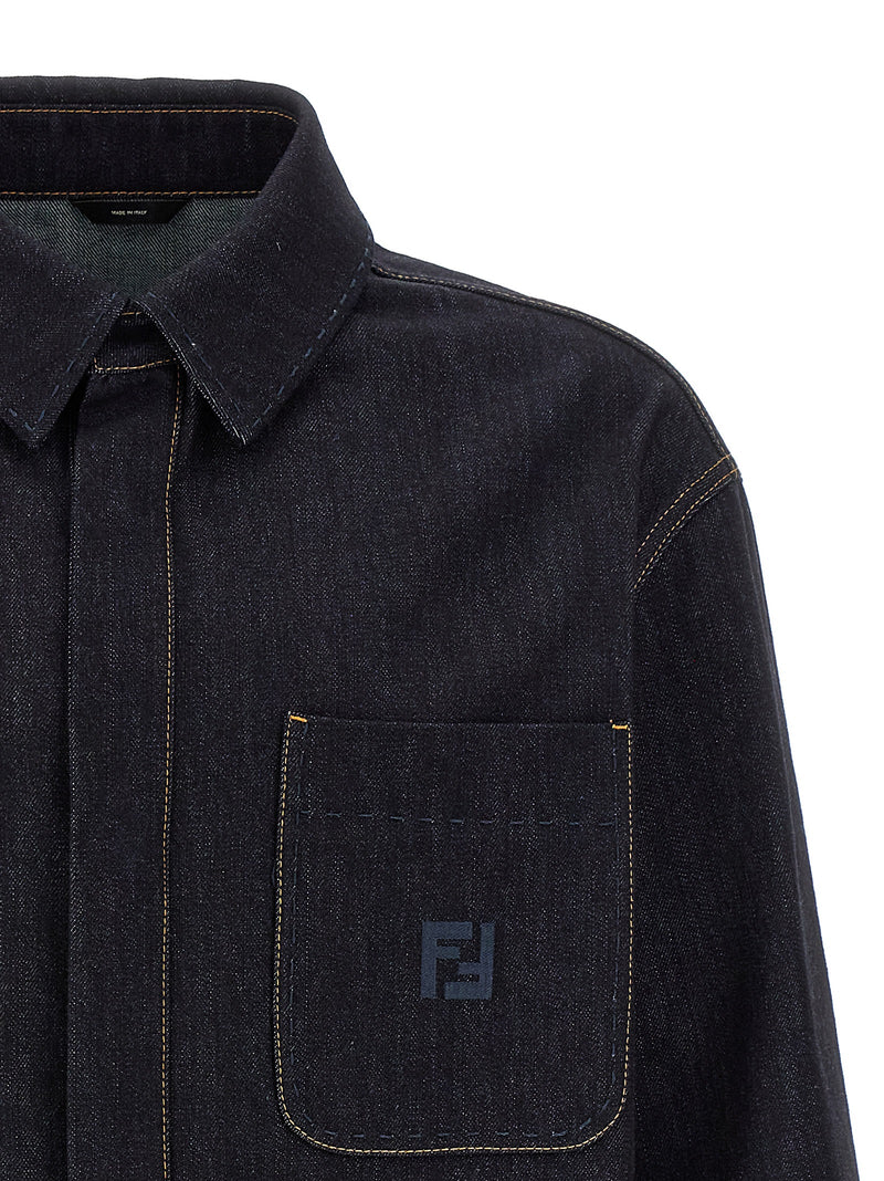 Veste en jean bleu en coton Fendi