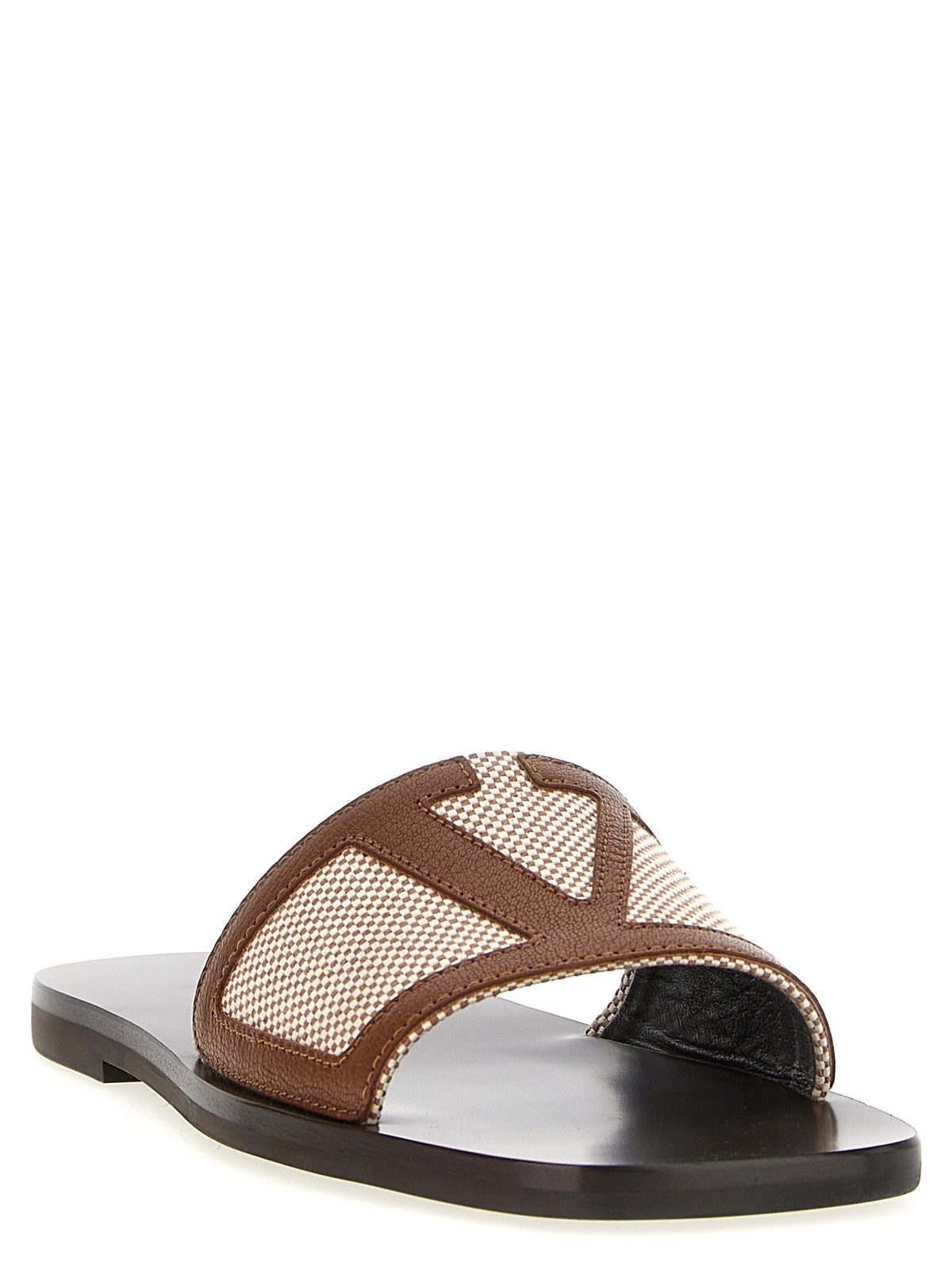 Valentino Garavani Brown Cotton Slides for Men