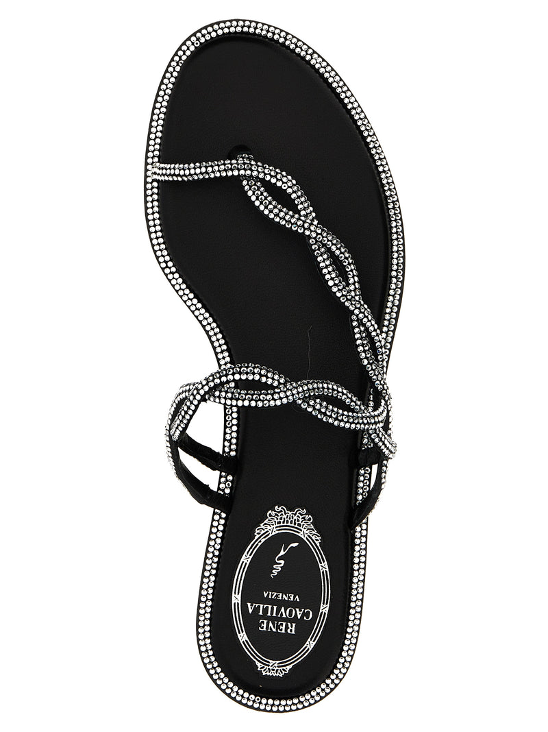 RENE CAOVILLA Mules en satin noir
