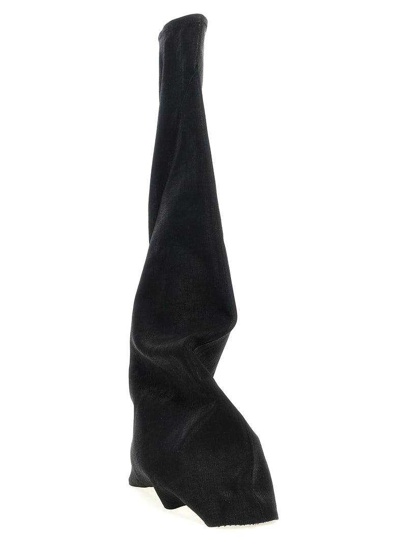DRKSHDW Black Cotton Over The Knee Boots - Fetish Collection