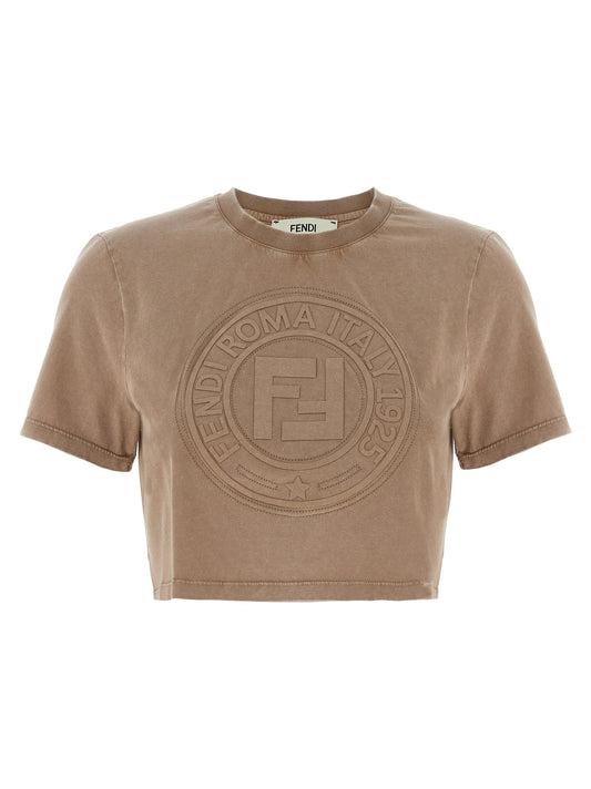 T-shirt en coton marron Fendi