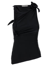 Coperni Black Asymmetric Flower Sleeveless Tank Top