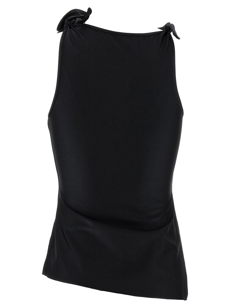 Coperni Black Asymmetric Flower Sleeveless Tank Top
