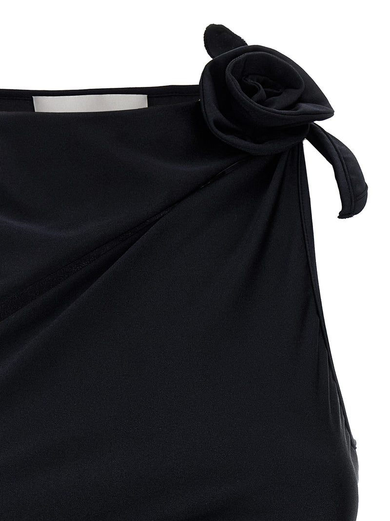Coperni Black Asymmetric Flower Sleeveless Tank Top