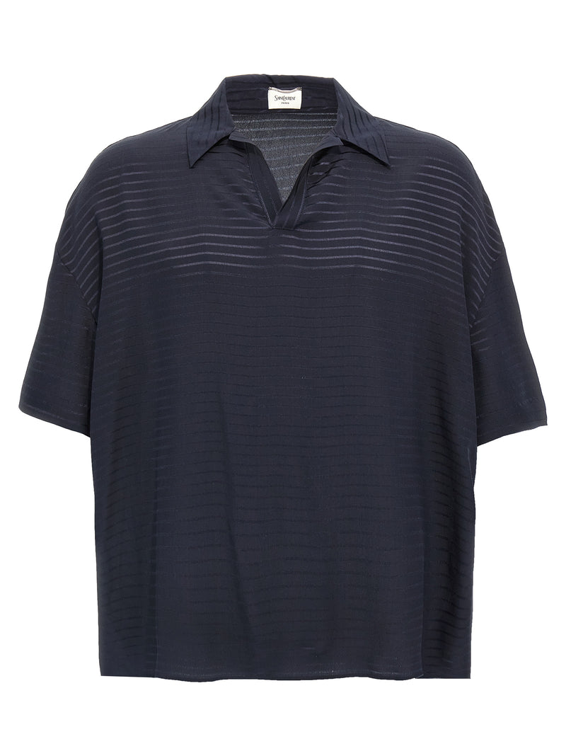 Polo en soie bleue Saint Laurent