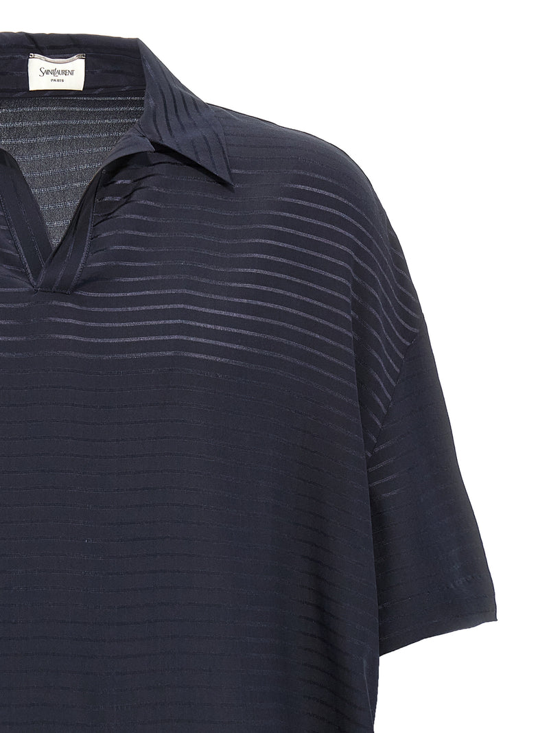 Polo en soie bleue Saint Laurent