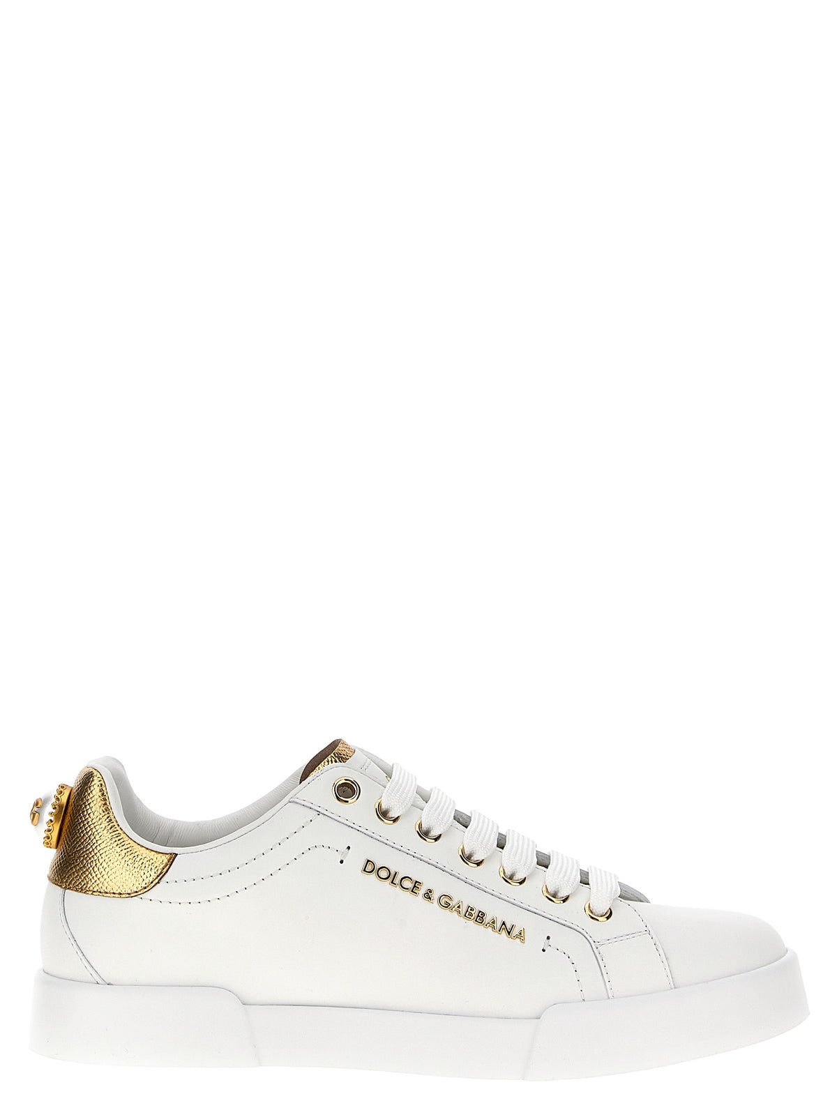 Dolce & Gabbana Gold Calfskin Portofino Low Top Sneakers