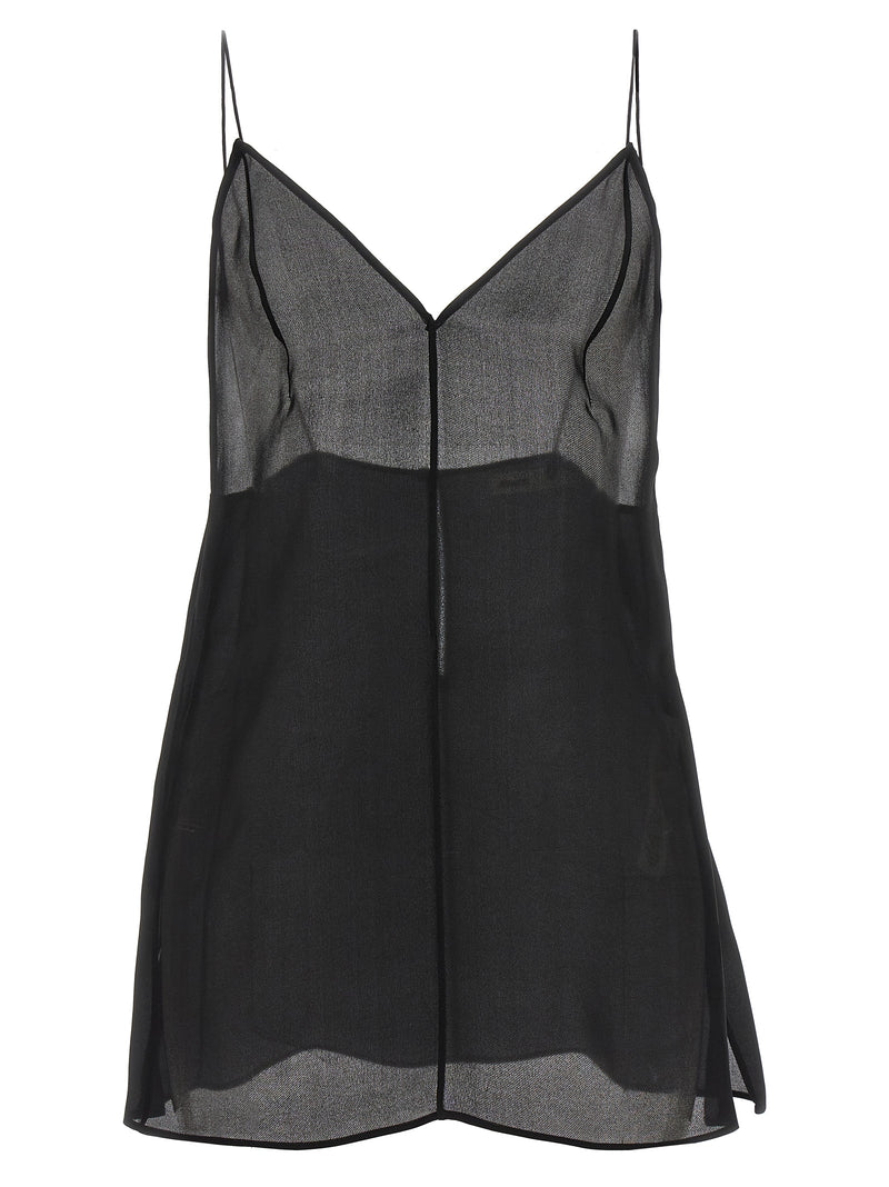 Khaite Black Silk Tank Tops