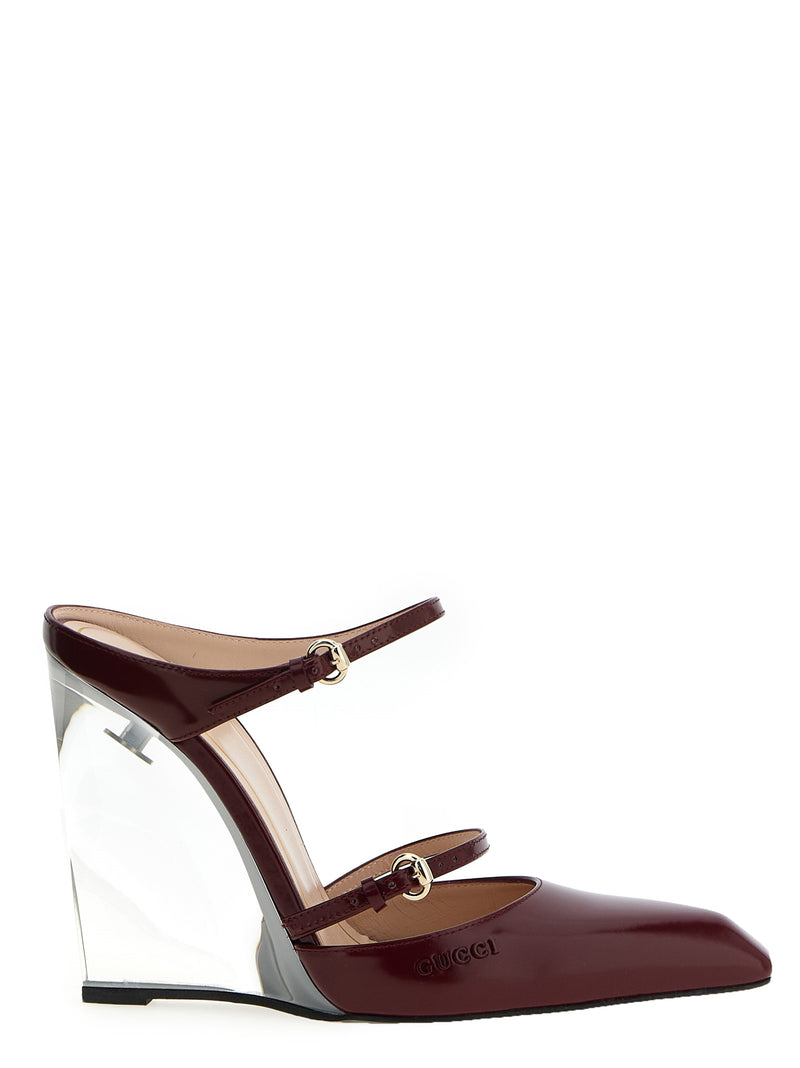 Sandales compensées en cuir multicolore Gucci