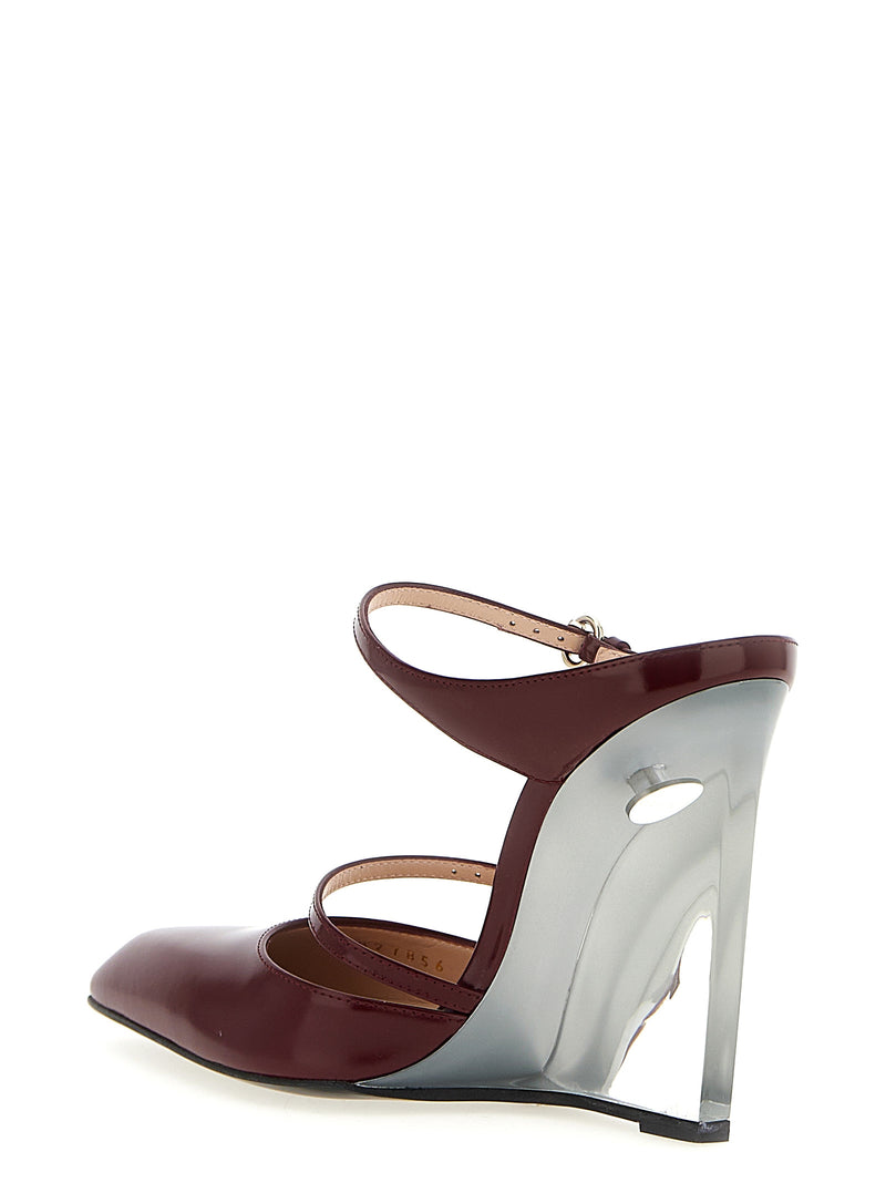 Sandales compensées en cuir multicolore Gucci