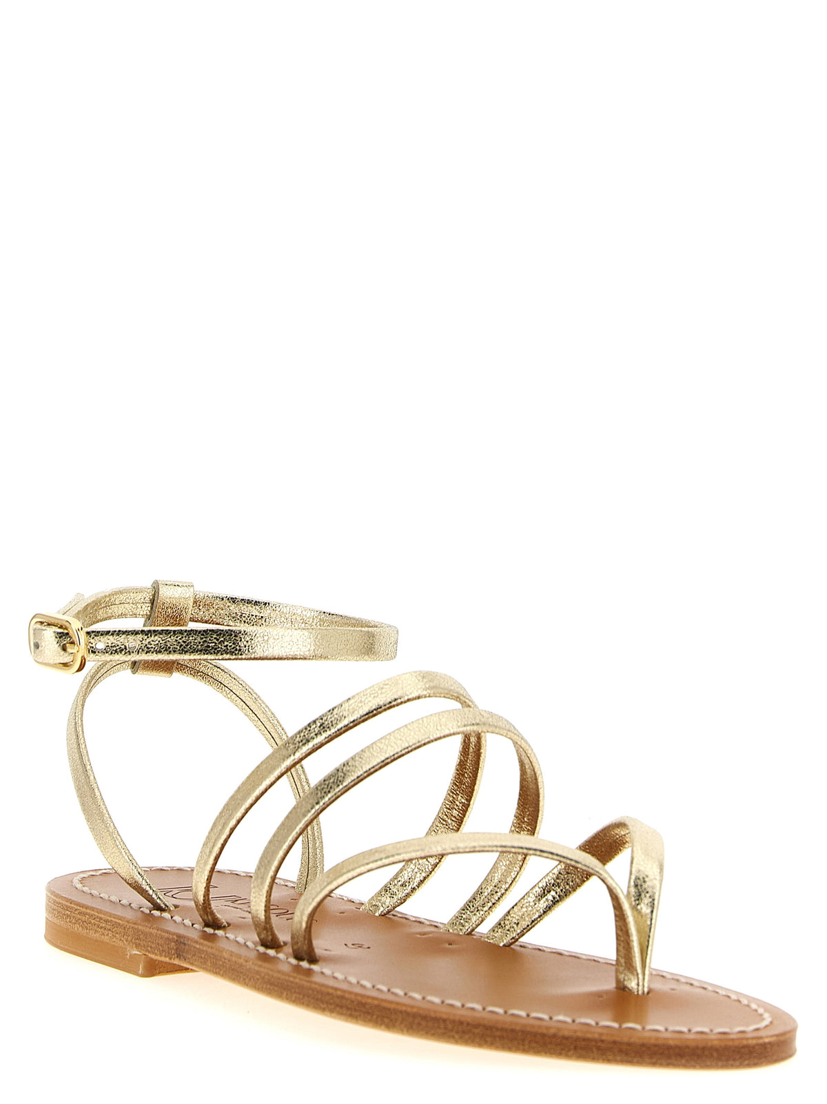 K.JACQUES SAINT TROPEZ Sandales plates en cuir de vachette doré