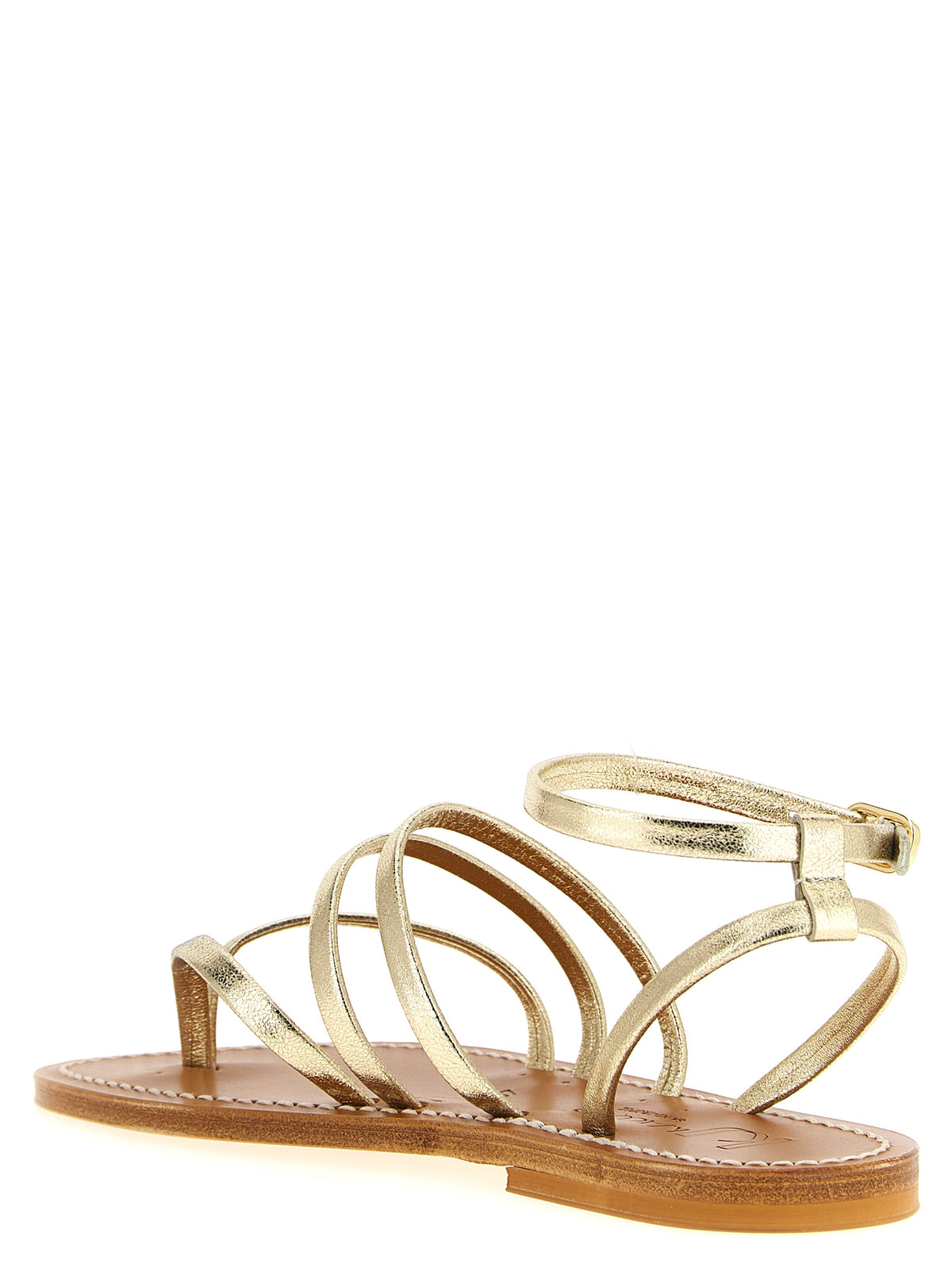 K.JACQUES SAINT TROPEZ Sandales plates en cuir de vachette doré