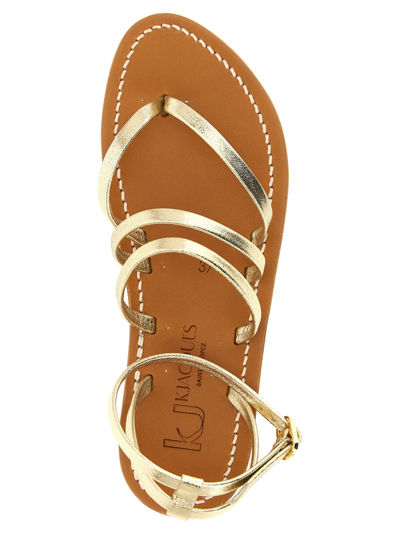 K.JACQUES SAINT TROPEZ Gold Cowhide Flat Sandals