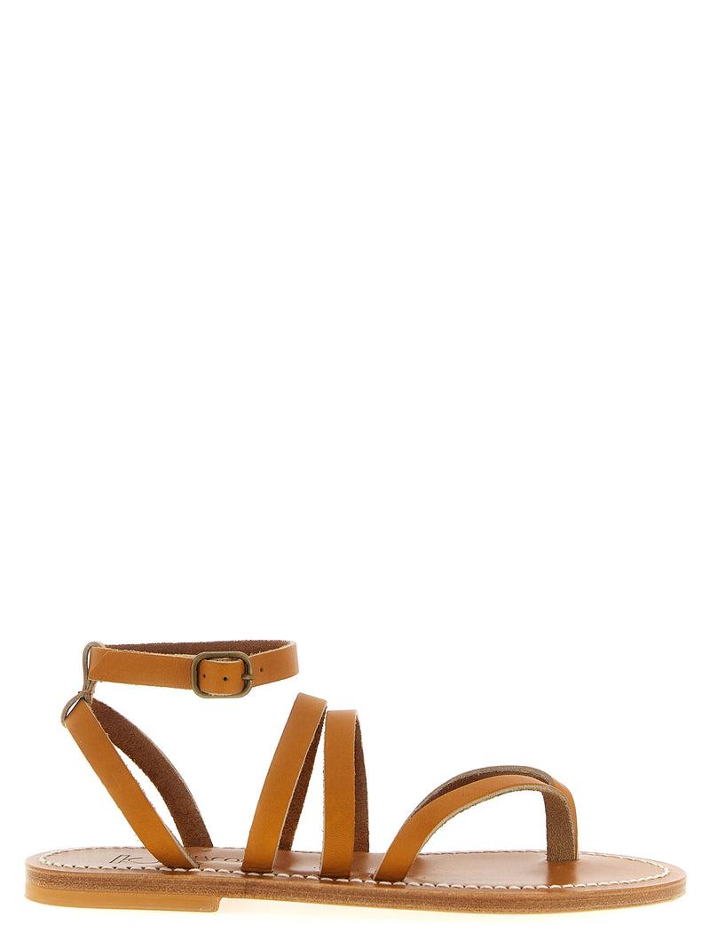 Sandales plates en cuir de vachette marron K.JACQUES SAINT TROPEZ