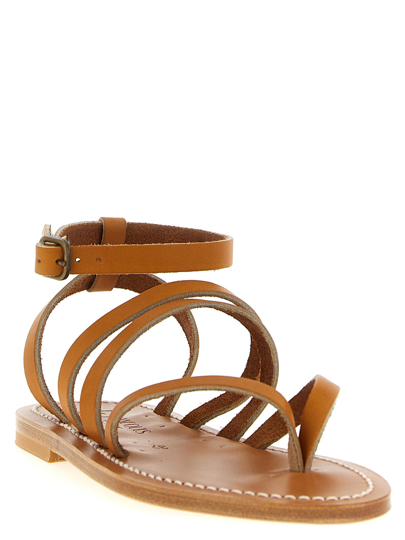Sandales plates en cuir de vachette marron K.JACQUES SAINT TROPEZ