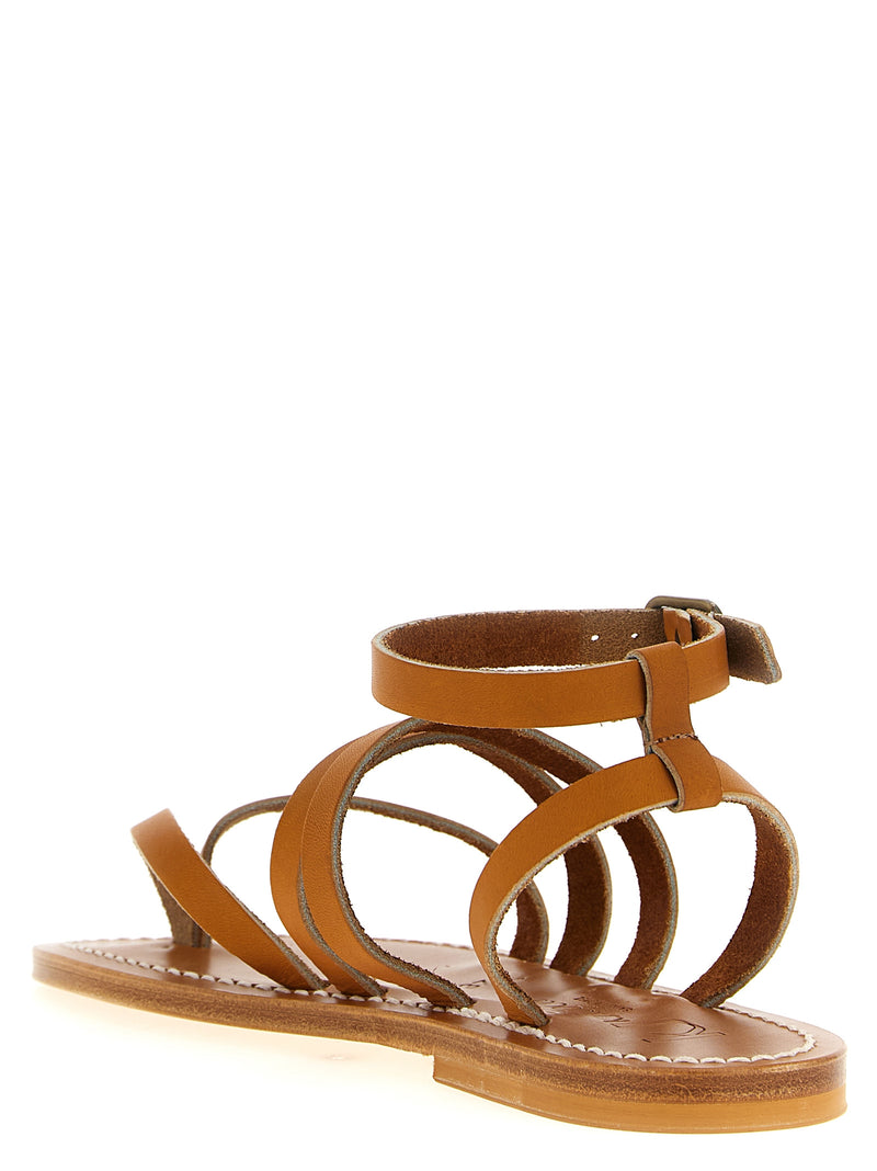 Sandales plates en cuir de vachette marron K.JACQUES SAINT TROPEZ