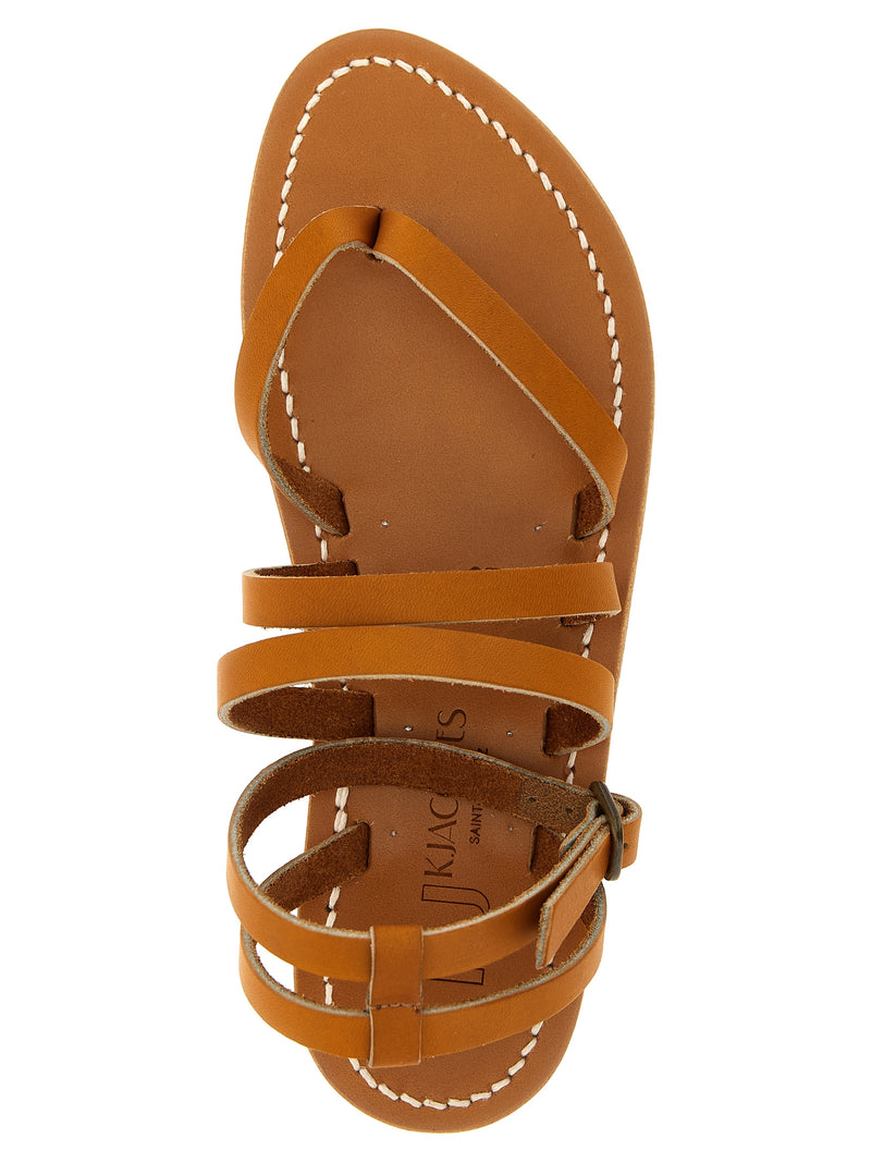 Sandales plates en cuir de vachette marron K.JACQUES SAINT TROPEZ