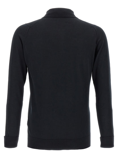 JOHN SMEDLEY Black Cotton Polo Shirt