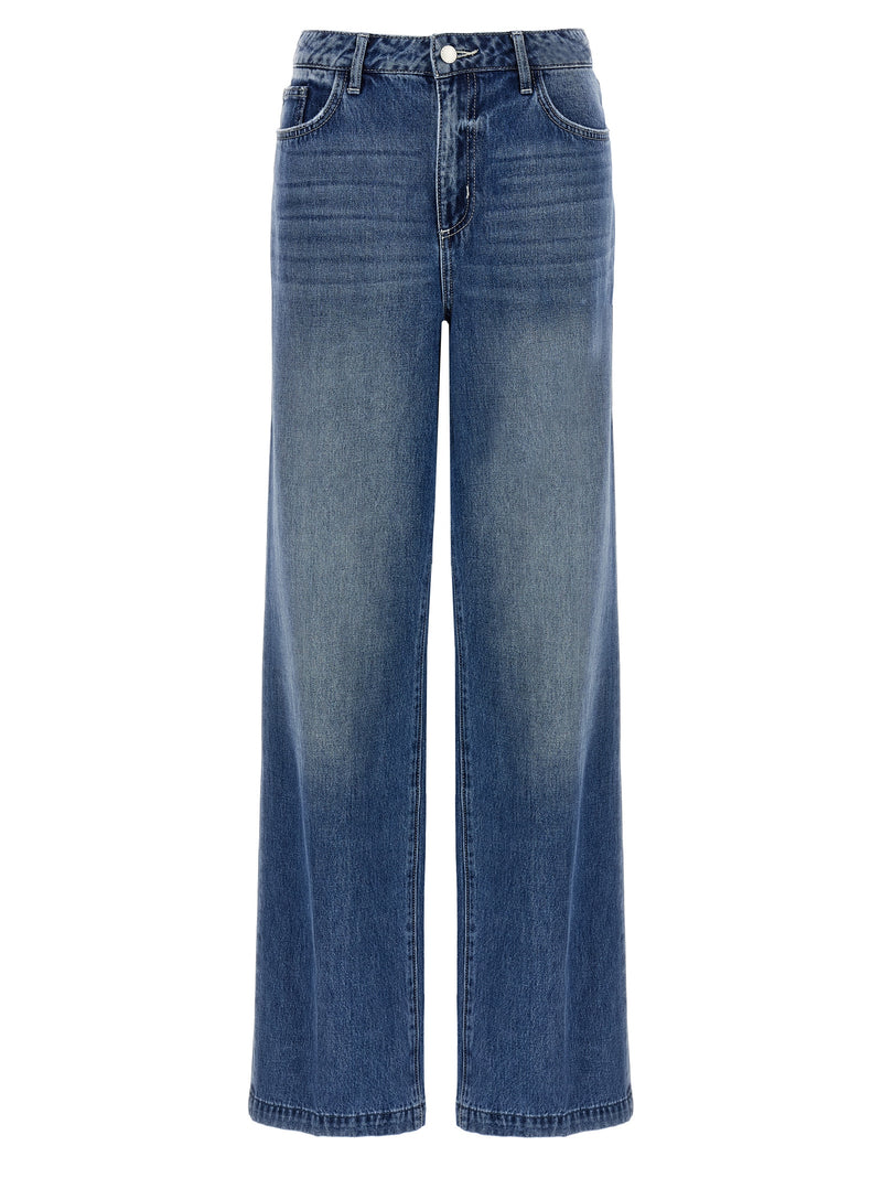 L'Agence Clayton Blue Cotton Wide-Leg Jeans