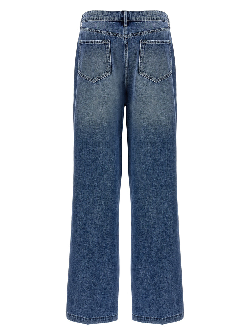 L'Agence Clayton Blue Cotton Wide-Leg Jeans