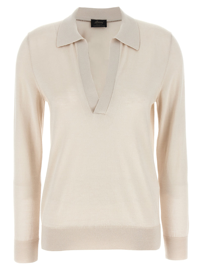 Brioni Beige Cashmere Polo Shirt