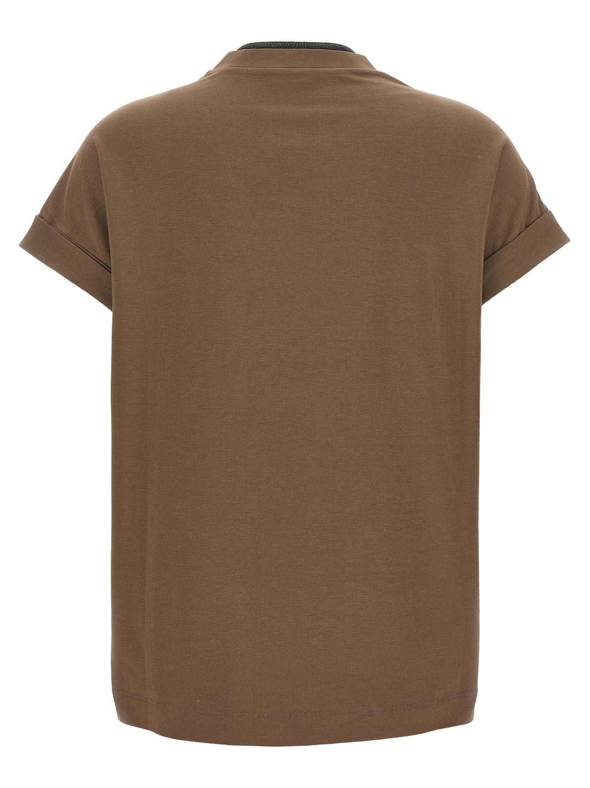 T-shirt en coton marron Brunello Cucinelli