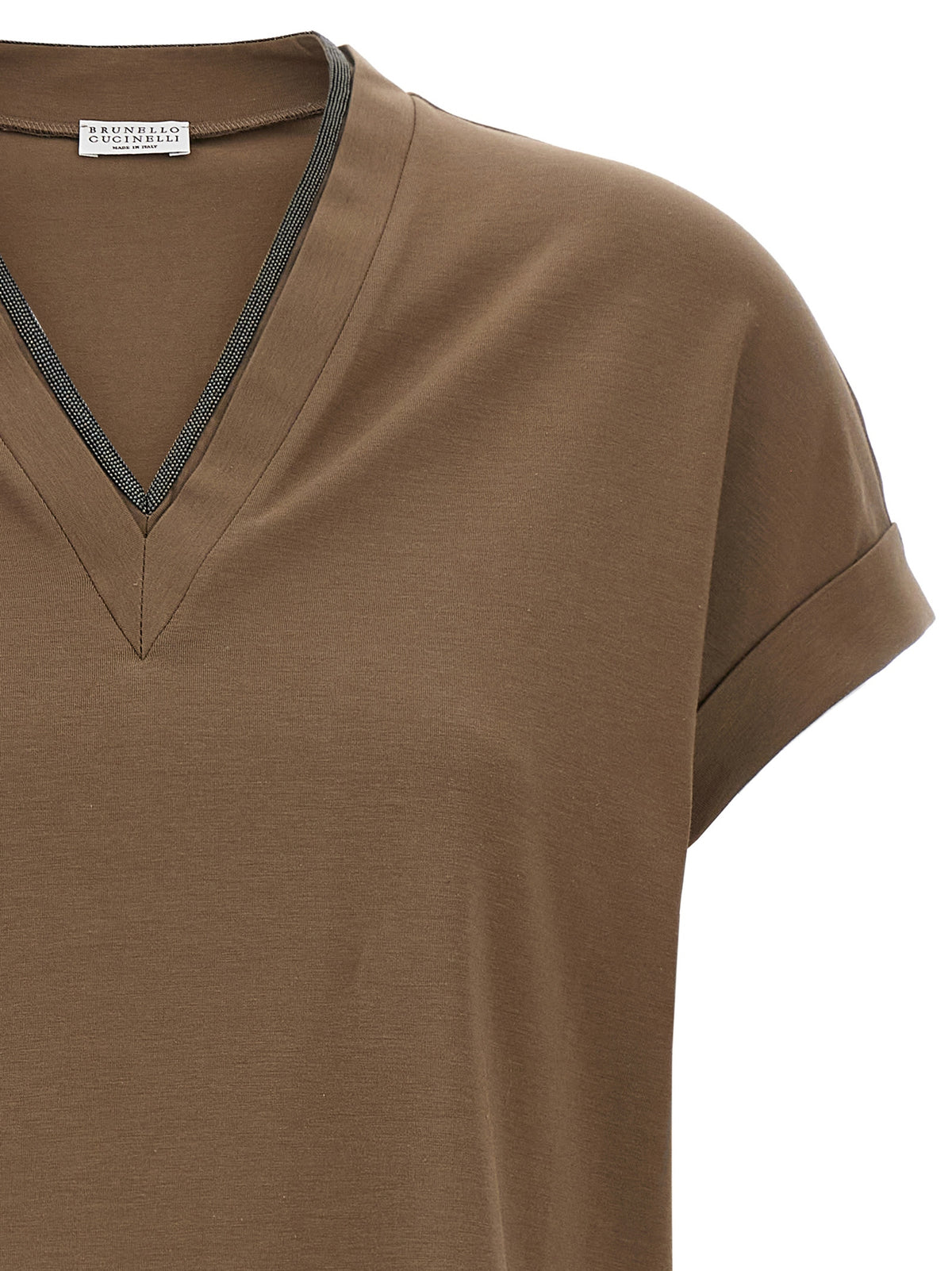 T-shirt en coton marron Brunello Cucinelli