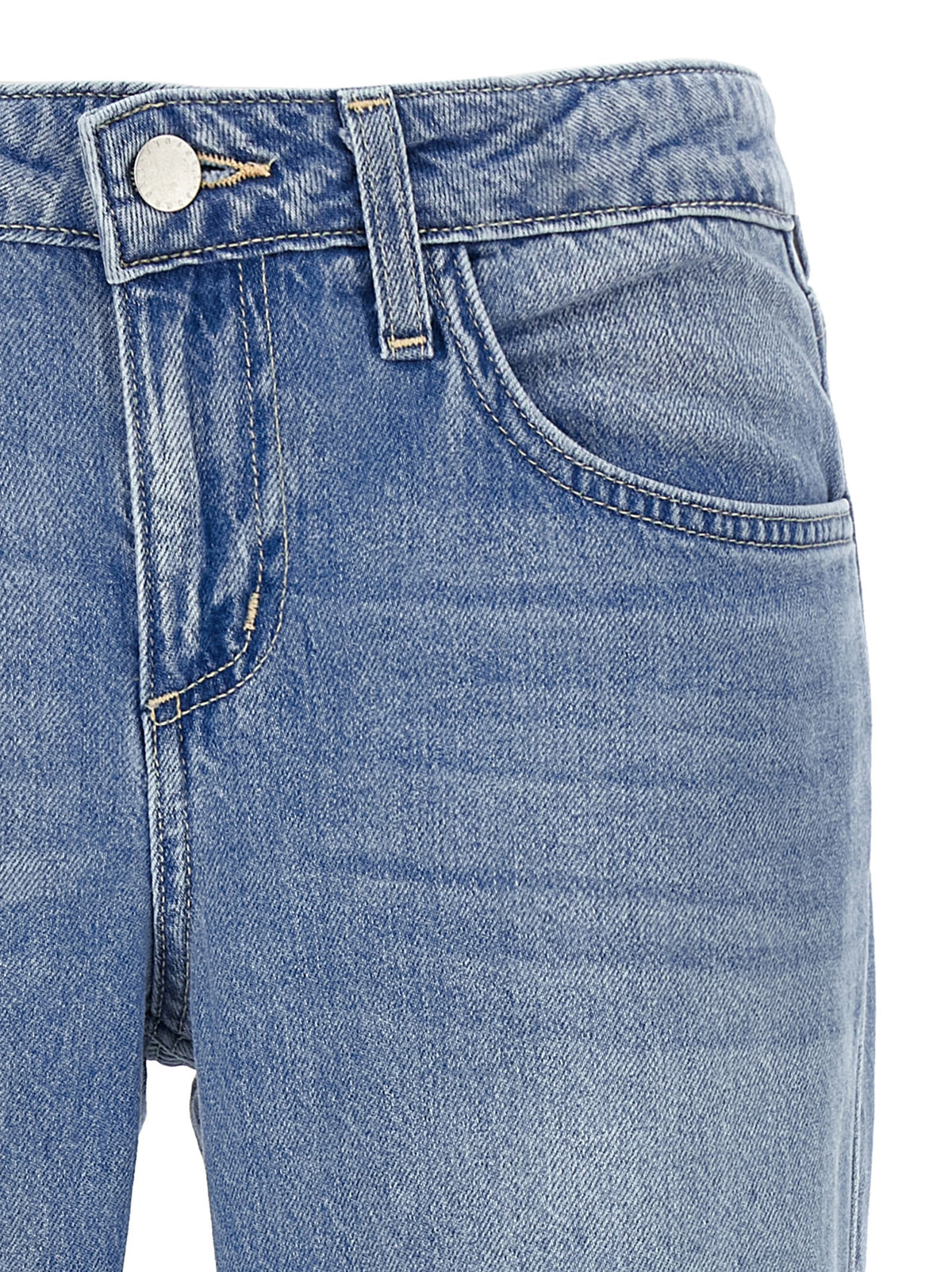 L'Agence Blue Cotton Straight-Leg Jeans