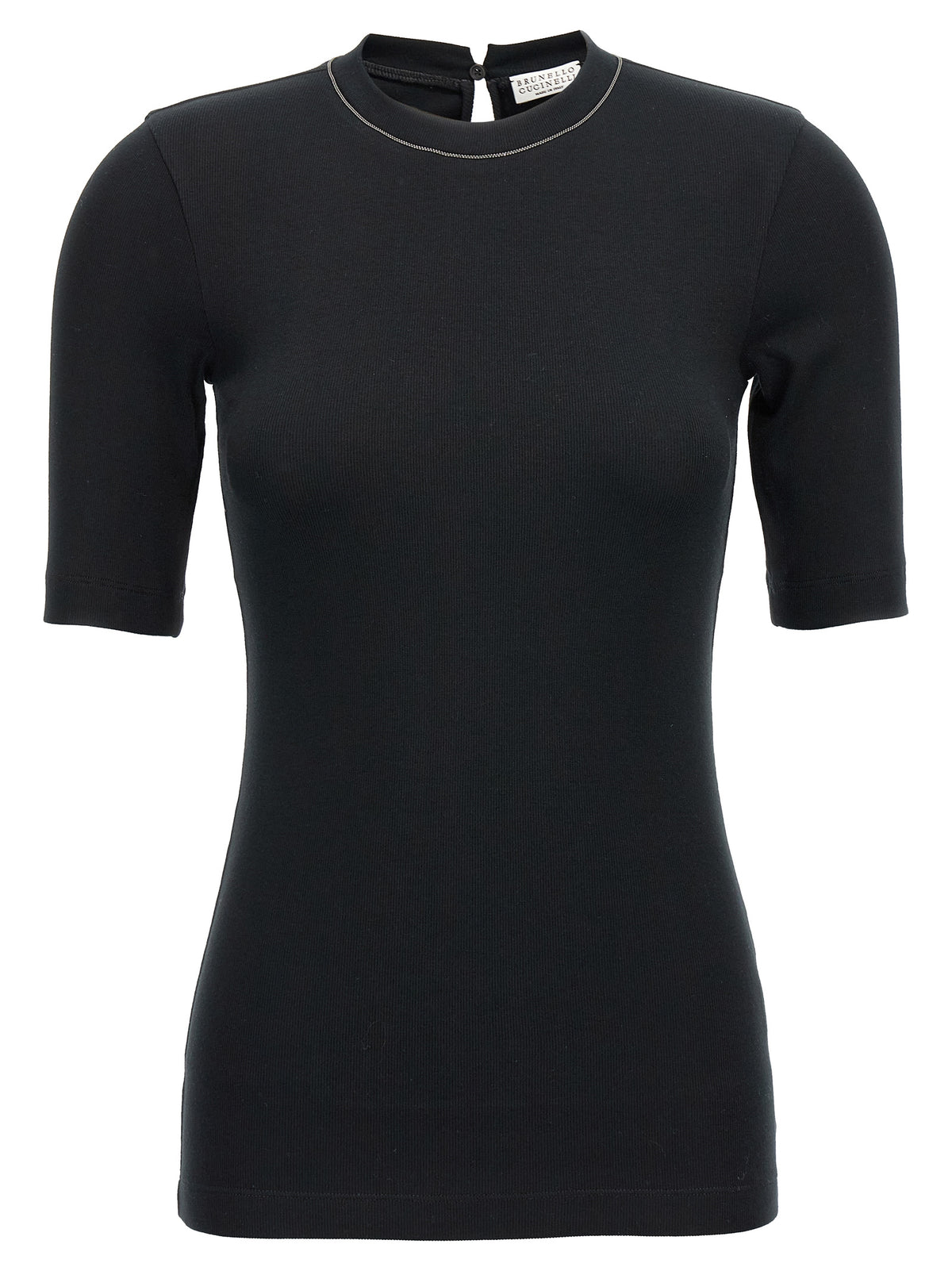 T-shirt en coton noir Brunello Cucinelli
