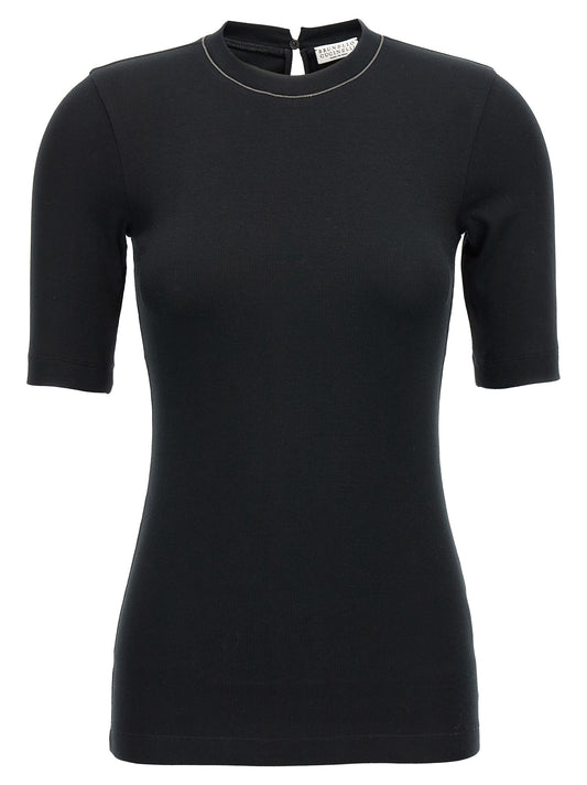 T-shirt en coton noir Brunello Cucinelli
