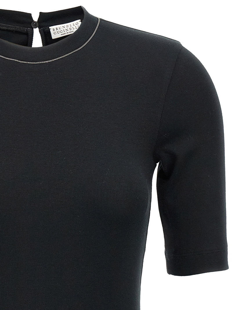 Brunello Cucinelli Black Cotton T-Shirt