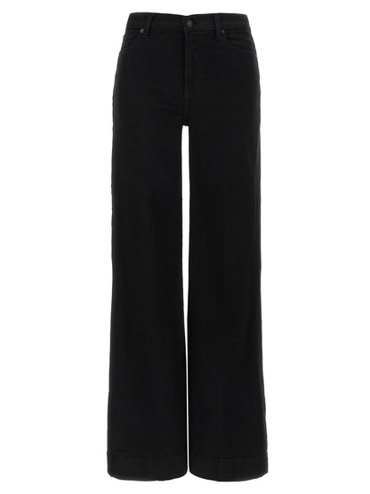 7 For All Mankind Black Cotton Flared Jeans