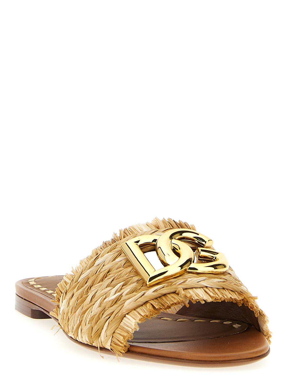 Mules Dolce & Gabbana en raphia marron