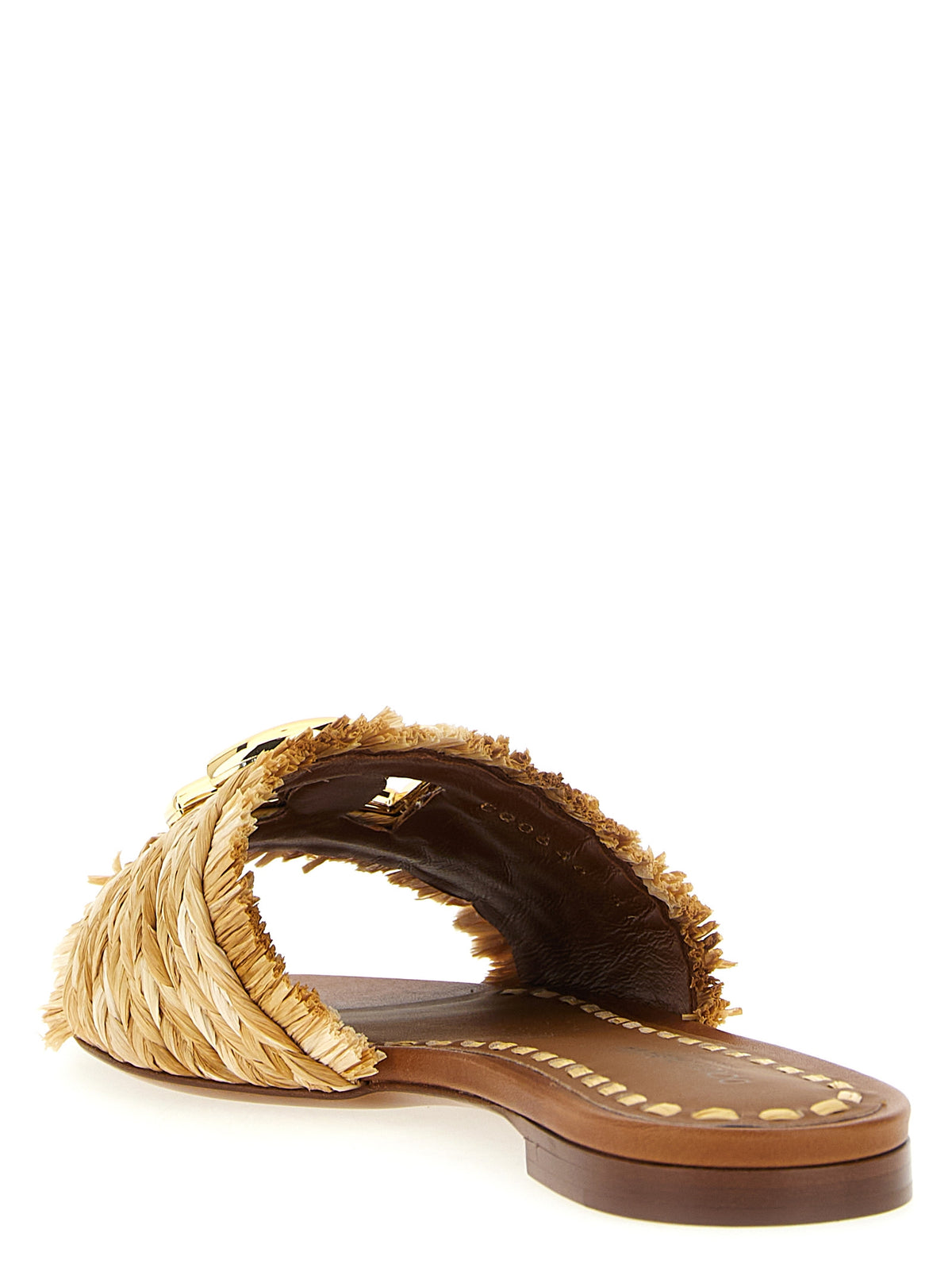 Mules Dolce & Gabbana en raphia marron