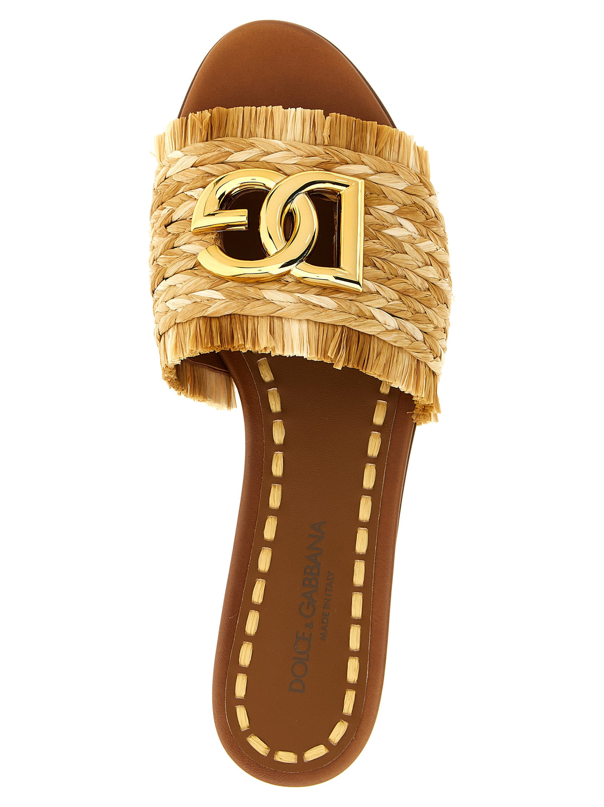 Mules Dolce & Gabbana en raphia marron