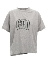 Balenciaga Gray Cotton T-Shirt with CEO Team Logo