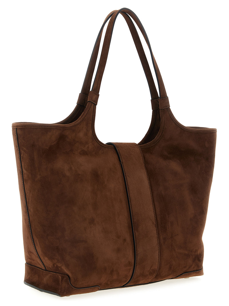 Roger Vivier Viv’ Choc Midi Brown Goatskin Tote Bag