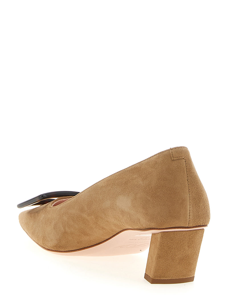 Escarpins mi-hauts Roger Vivier en chèvre beige