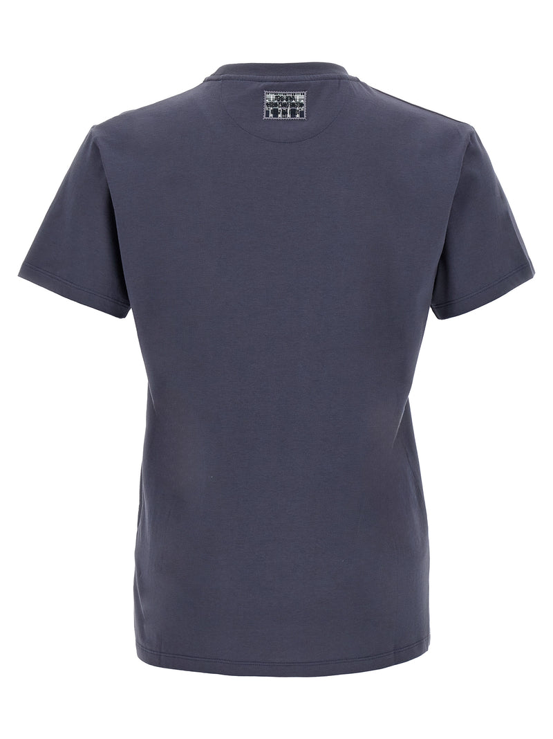 Fendi Postcards Blue Cotton T-Shirt for Men