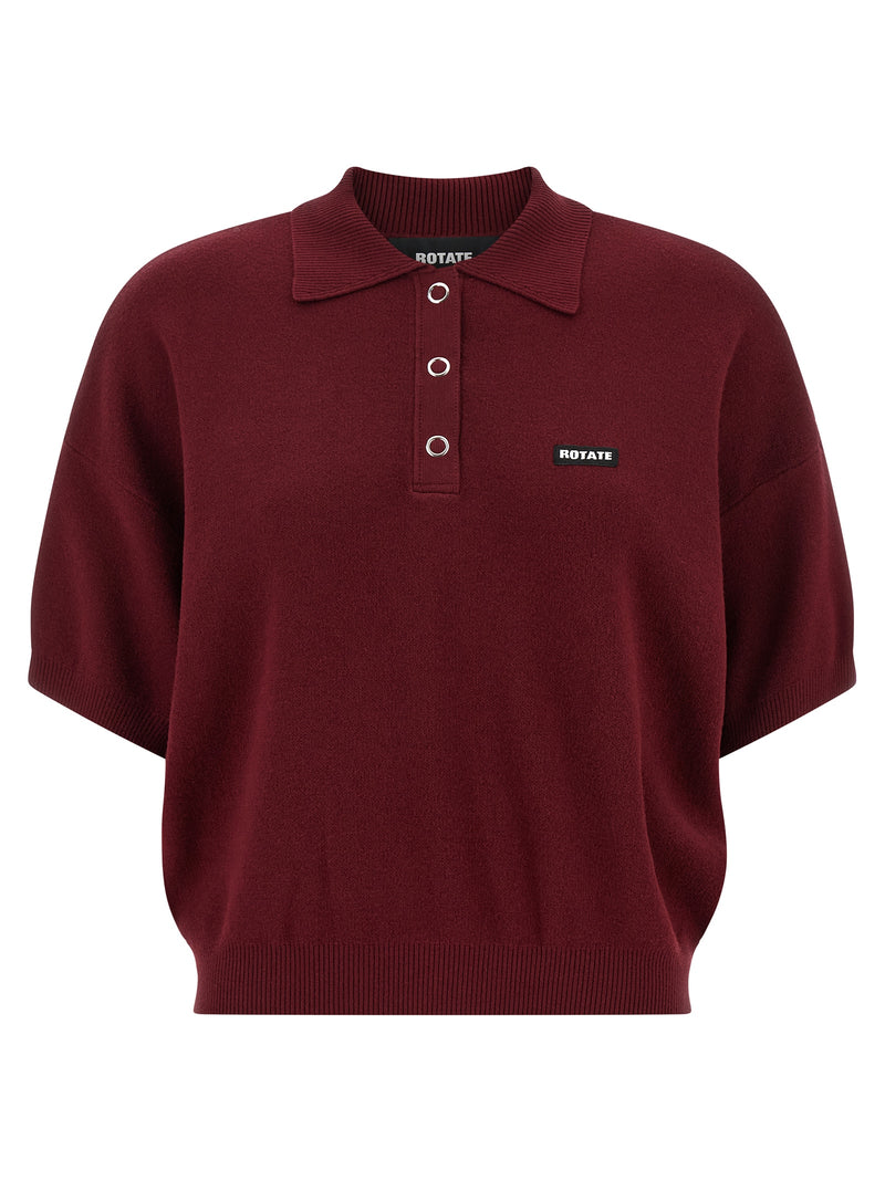 ROTATE BIRGER CHRISTENSEN Bordeaux Mohair Polo Shirt