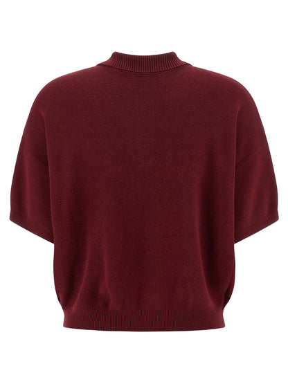 ROTATE BIRGER CHRISTENSEN Bordeaux Mohair Polo Shirt