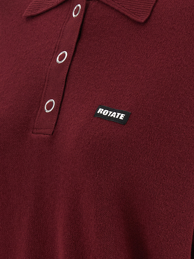 ROTATE BIRGER CHRISTENSEN Bordeaux Mohair Polo Shirt